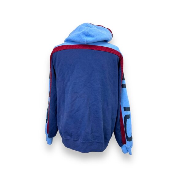 Supreme Mens Big Logo Paneled Zip Up Hooded Sweatshirt Navy Blue Red FW20 M - Picture 5 of 11